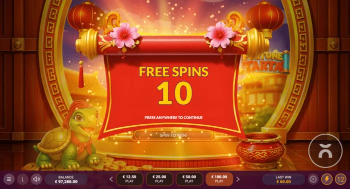 Fortune Tarta - kích hoạt Free Spins