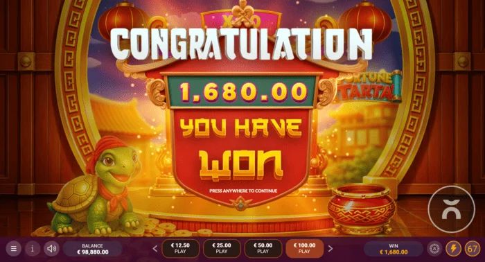 Fortune Tarta - tổng số tiền thắng sau Free Spins